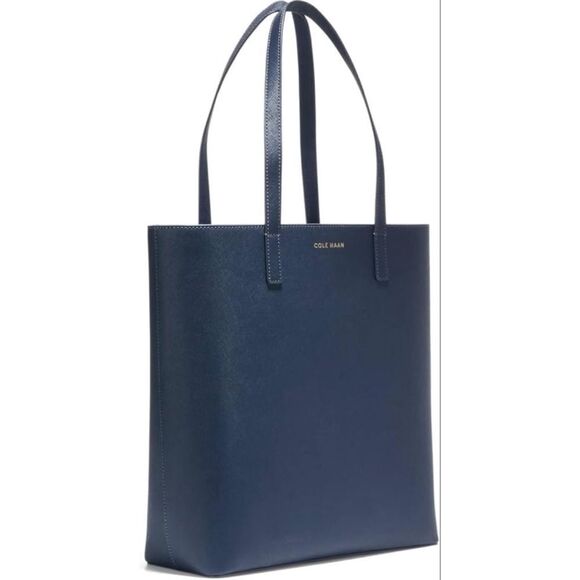 Cole Haan Saffiano leather. Go Anywhere Tote in Navy / New No Tags - Picture 4 of 8